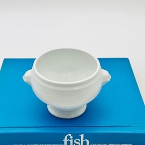 Veritable Porcelaine White Lion Head Footed Soup Bowl French Country Mini Tureen